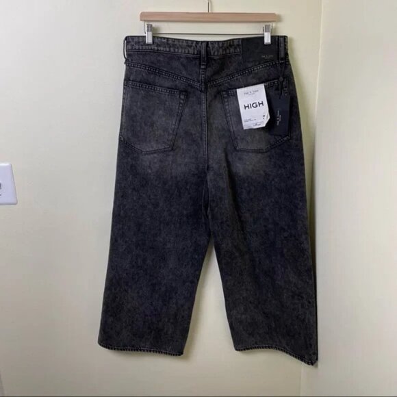 NWT Rag & Bone Maya High Rise Shorty Wide Leg Jeans in Black Opal Size 34 - Picture 6 of 13